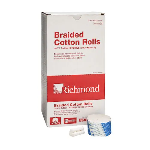 Richmond Braided Cotton Rolls, Sterile, Medium, 3/8" x 1 1/2", 2000/Box, 200206 thumbnail 11