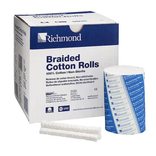 Richmond Braided Cotton Rolls, Medium, 3/8" x 4", Non-Sterile, 250/Box, 201226 thumbnail 11