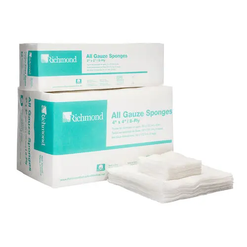 Richmond Dental All Gauze Sponge, 2" x 2", 8-Ply, Non-Sterile, 200/Sleeve, 25 Sleeves/Case, 5000/Case, 300430 thumbnail 4