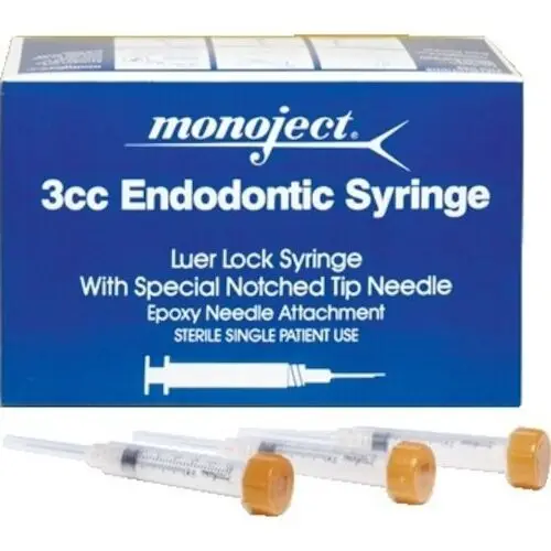 Monoject 513 Endodontic Irrigation Syringe with Needle, 23 Gauge x 1-1/4" (31.7 mm), 3 mL, Orange, Sterile, 100/Box, 8881513843 thumbnail 5