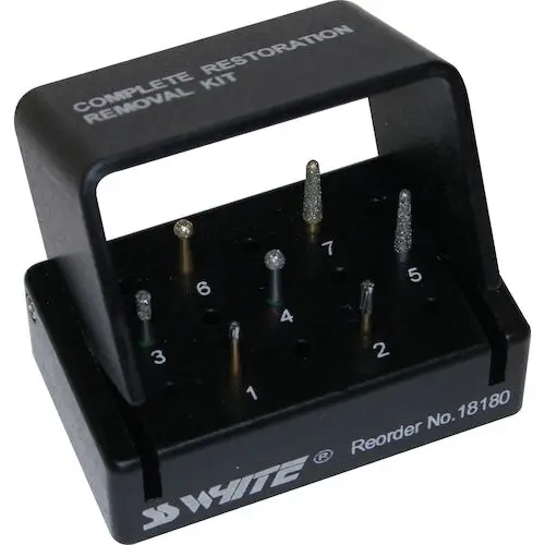 SS White Complete Restoration Removal Kit with Autoclavable Bur Block, 7 Instruments (2 Great White Carbide, 3 Revelation Diamond, 2 Great White Z Diamond), 18180 thumbnail 2