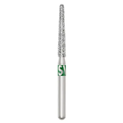 Piranha Diamond Single-Use Burs, FG, Round End Taper, #850-018C, 1.8 mm, Coarse, Green, 25/Pk thumbnail 4