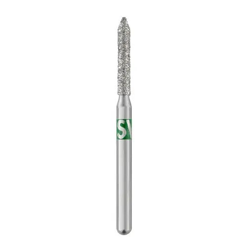 Piranha Diamond Single-Use Burs, FG, Beveled Cylinder, #885-014C, 1.4 mm, Coarse, Green, 25/Pk thumbnail 4