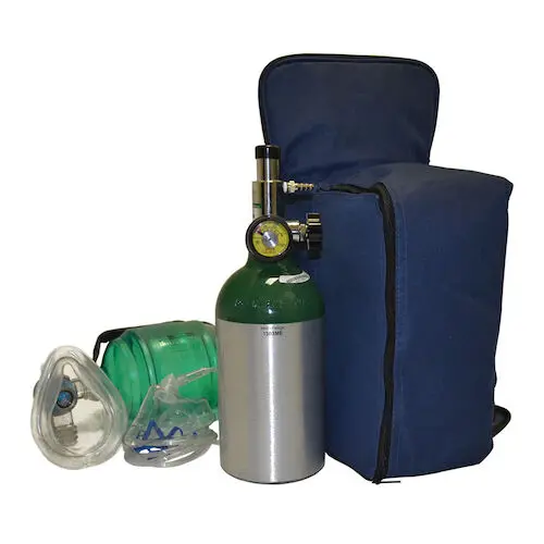 Oxy-Uni-Pak Single Oxygen Unit with Manual Resuscitator, MadaCylinder III, Fixed Flow Regulator, Mask & Tube, Carrying Case, 1301BM - Oxy-Uni-Pak - Image 1