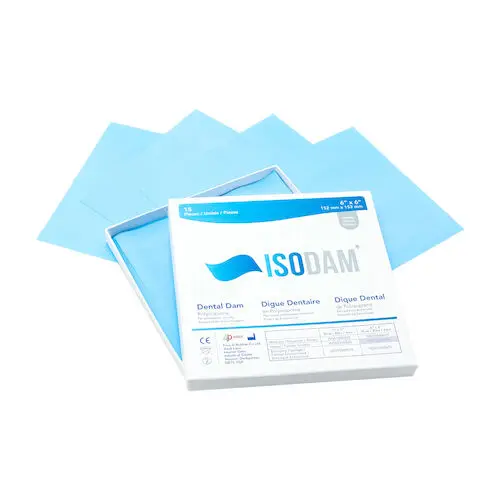 Isodam Non-Latex Polyisoprene Dental Dam, 6" x 6", Heavy, Blue, 15/Box, ISO02300615 thumbnail 7