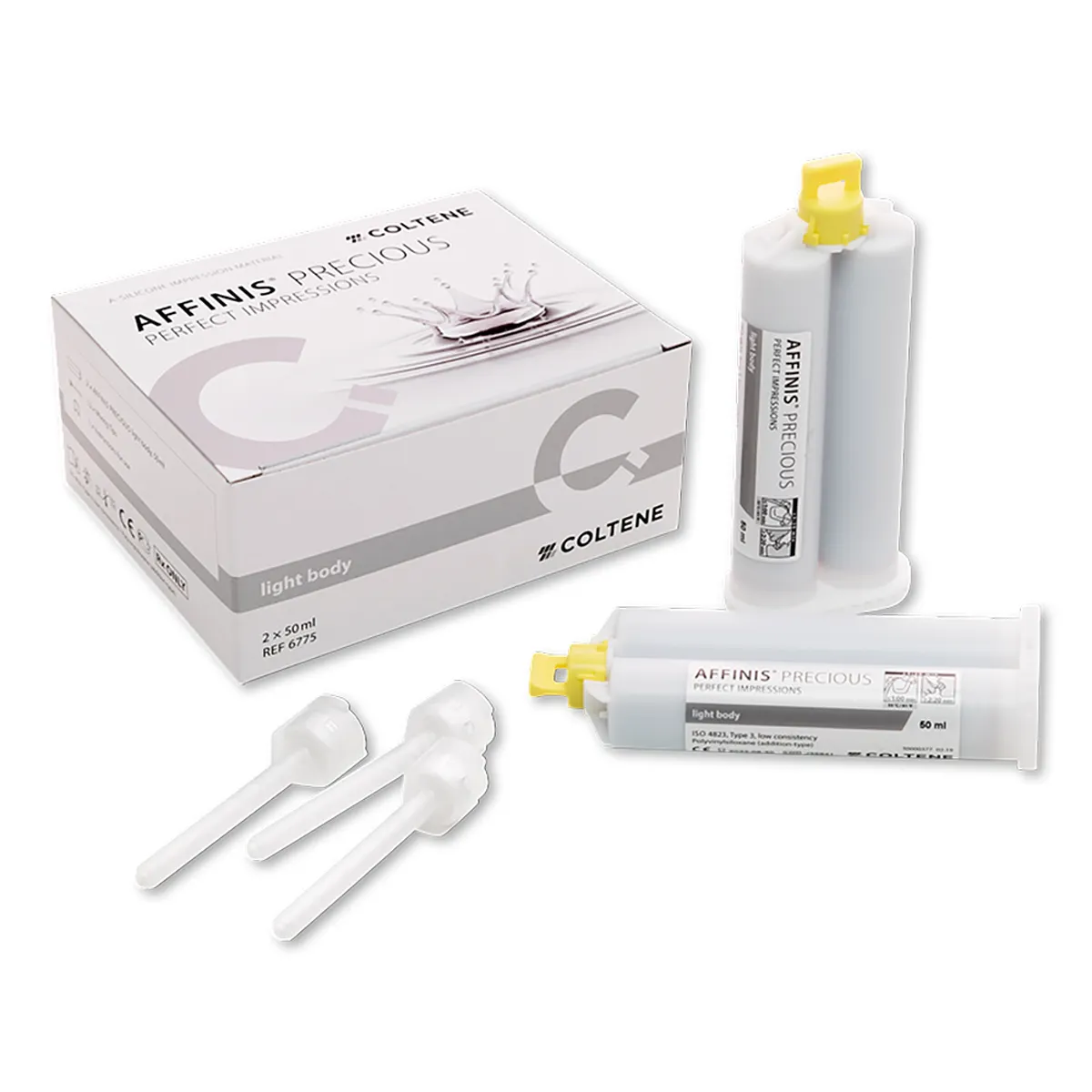 AFFINIS Precious Light Body Wash Impression Material, Silver, 2 x 50 ml Cartridges with 12 Mixing Tips, Ref 6775 thumbnail 2