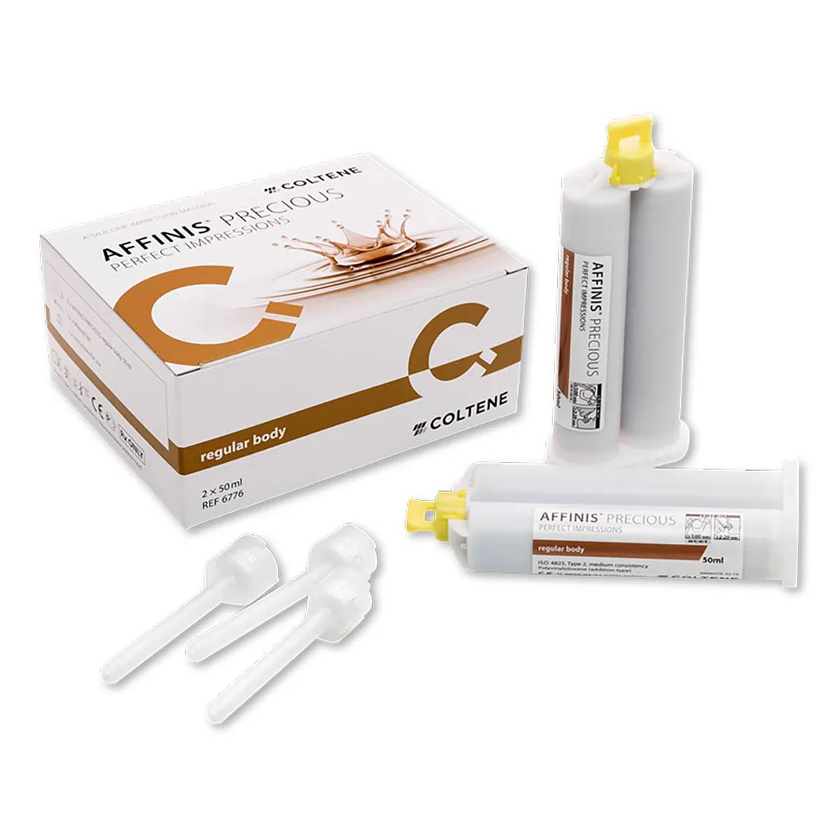 Coltene Affinis Precious Regular Body VPS Impression Material, Gold, 2 x 50 mL Cartridges with 12 Mixing Tips, C6776 thumbnail 5