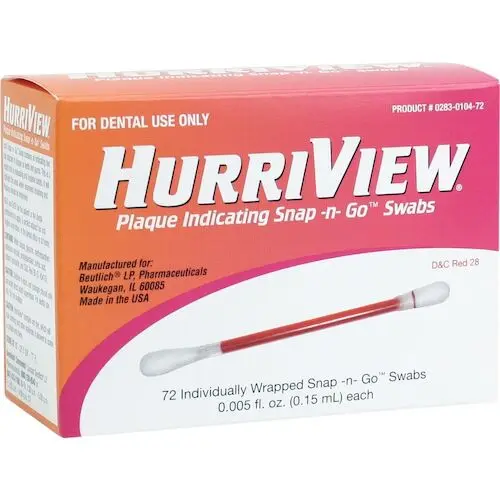 HurriView Plaque Disclosing Snap-N-Go Swabs, 0.15 ml, Pink, Individually Wrapped, 72/Box, 0283-0104-72 thumbnail 3