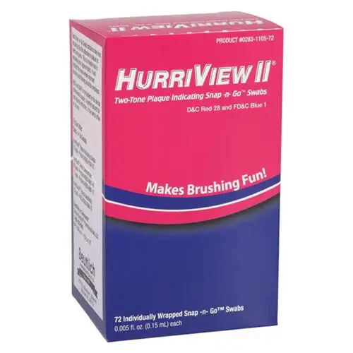 HurriView II Plaque Indicating Snap-n-Go Swabs, Two-Tone Disclosing Solution, 0.15 ml, Blue/Red, 72/Box, 0283-1105-72 thumbnail 3