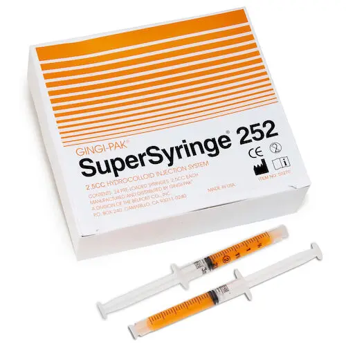 Gingi-Pak SuperSyringe 252 Hydrocolloid Syringe Material, 2.5 cc, Orange, Regular Pack, 24/Box, 50270 - SuperSyringe® 252 2.5cc Box of 24 - Image 1