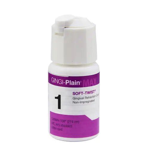 Gingi-Pak MAX Soft-Twist Gingi-Plain Retraction Cord, Non-Impregnated, Size #1 (Thin), 100% Cotton, 108" per Bottle, 11105M thumbnail 6