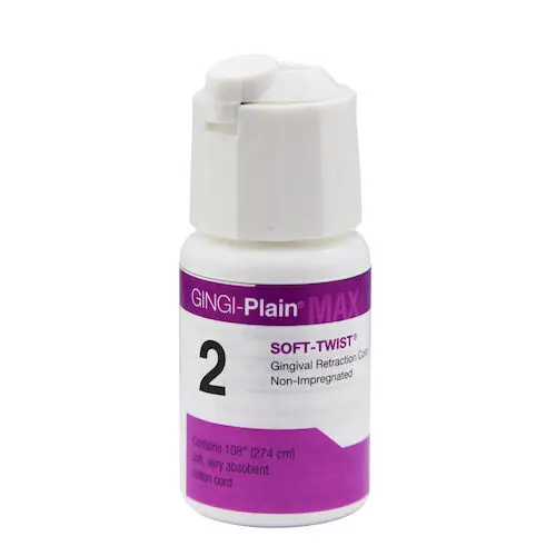 Gingi-Pak MAX Soft-Twist Gingi-Plain Retraction Cord, #2 Medium, Non-Impregnated, 100% Cotton, 108" per Bottle, 11110M thumbnail 10