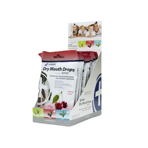 Miradent Xylitol Dry Mouth Drops, Cherry Flavor, Display Box with 12 Packs (26 pieces/pack), 630186 thumbnail 2