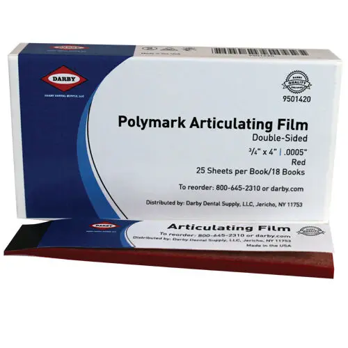 Darby Dental Articulating Film, Double-Sided, Red, 13 Microns, 450 Strips, 20557505 - , 13 microns, 450/Strips, Red, DoubleSided, 20557505 - Image 1