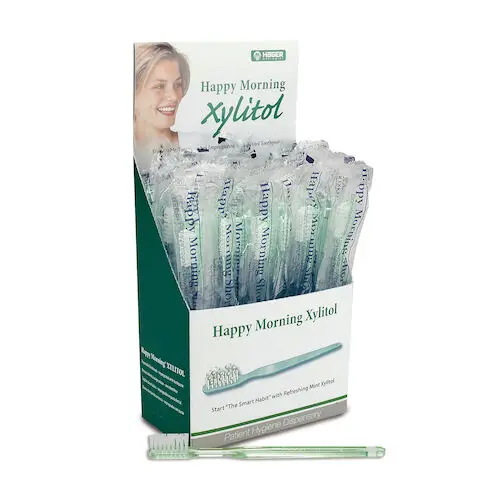 Happy Morning Xylitol Disposable Pre-Pasted Toothbrush with Mint Toothpaste, Individually Wrapped, 50/Box, 605496 thumbnail 3