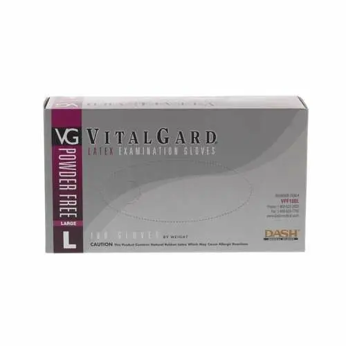 Dash Medical Gloves VPF100 Powder-Free Latex Examination Gloves, Large, 100/Box - , Large, 100/Box, VPF100 - Image 1