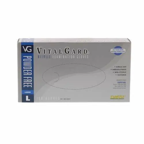 VitalGard Nitrile Exam Gloves, Powder-Free, Latex-Free, Textured, Non-Sterile, Large, Blue, 100/Box, VNPF100L thumbnail 11