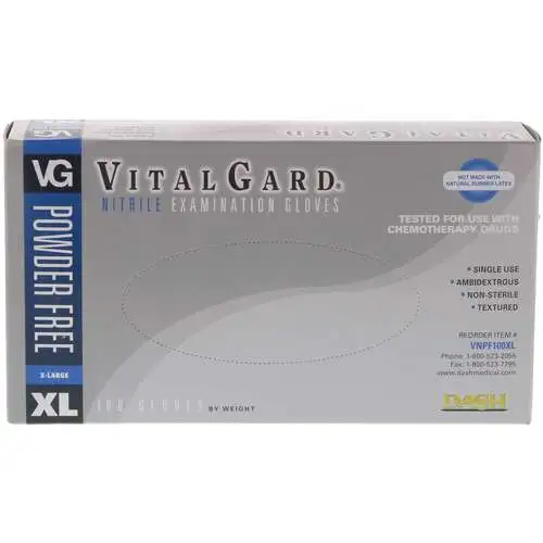VitalGard® Nitrile Exam Gloves, Powder Free, Latex Free, Non-Sterile, Textured, Extra Large, Blue, 100/Box, VNPF100XL thumbnail 10