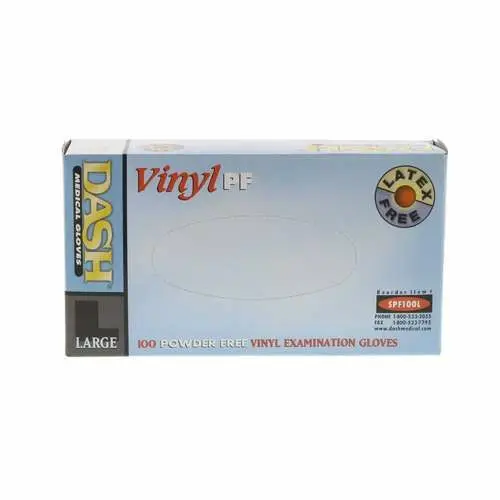 Dash Medical Gloves Vinyl Powder-Free Exam Gloves, Latex-Free, Non-Sterile, Large, Clear, 100/Box, SPF100L thumbnail 11