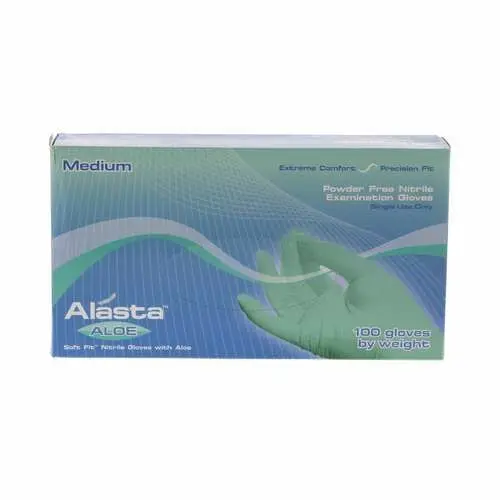 Alasta Aloe Soft-Fit Nitrile Exam Gloves, Powder-Free, Non-Sterile, Medium, Green, Textured Fingers, 100/Box, AA100M thumbnail 9