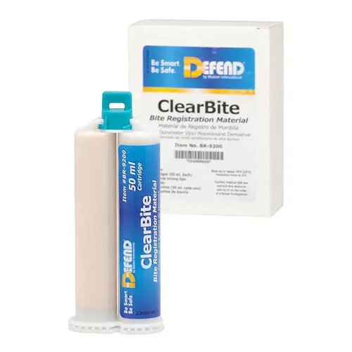 Defend ClearBite Bite Registration Material, Fast Set, Unflavored, Clear, 2 x 50 mL Cartridges with 6 Mixing Tips, BR-9200 thumbnail 7