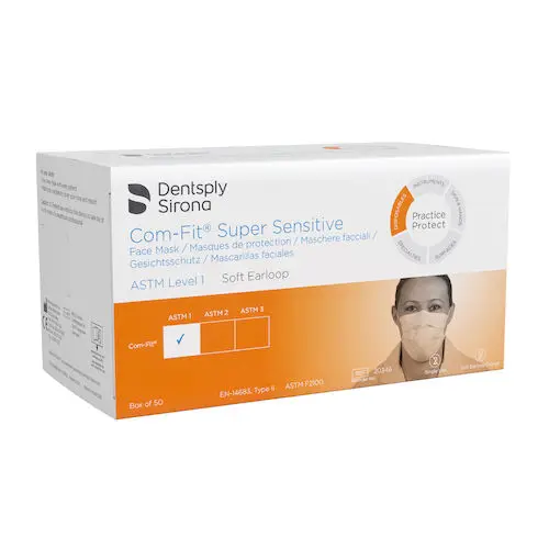 Sultan Com-Fit Super Sensitive Earloop Face Mask, White, ASTM Level 1, 50/Box, 20346 thumbnail 3