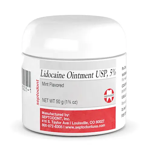 Septodont Lidocaine Ointment USP 5% Mint Flavored Topical Anesthetic, 50 g Jar, 01T0160 thumbnail 3
