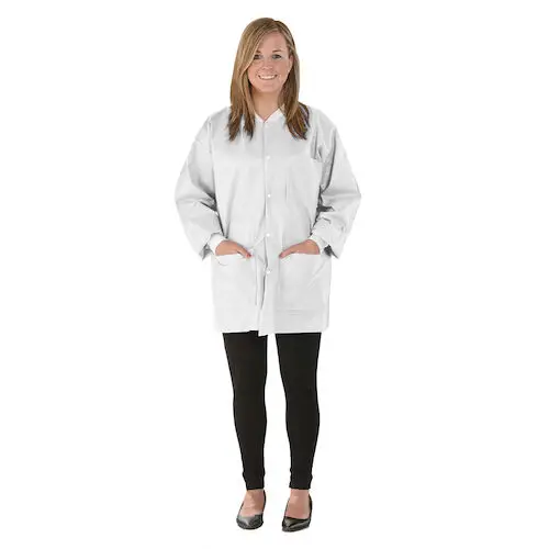 SafeWear Hipster Jacket, Medium, White Frost, 45 g/m2 SMS, AAMI Level 2, 12/Pk, 8105-B thumbnail 10