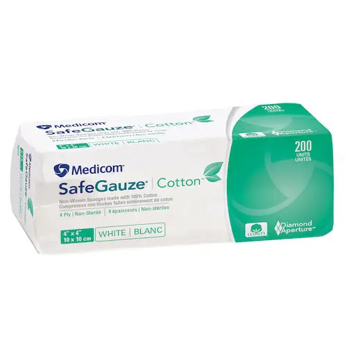 Medicom SafeGauze Cotton Non-Woven Sponges, 4" x 4", 4-Ply, Non-Sterile, 2000/Case, 4844 thumbnail 5