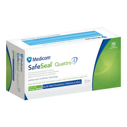 Medicom SafeSeal Quattro Self-Sealing Sterilization Pouches, 5.25" x 10", Blue Film/Paper, 200/Box, 88025-4 thumbnail 13
