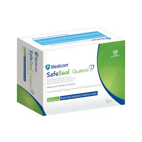 Medicom SafeSeal Quattro Self-Sealing Sterilization Pouches, 3.5" x 9", Blue Film, 500/Box, 88010-4B thumbnail 13