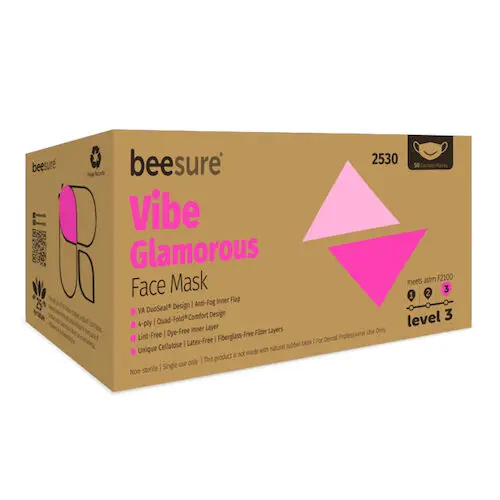 BeeSure Vibe Procedure Face Mask ASTM Level 3, Glamorous Pink, 50/Box, BE2530 thumbnail 18