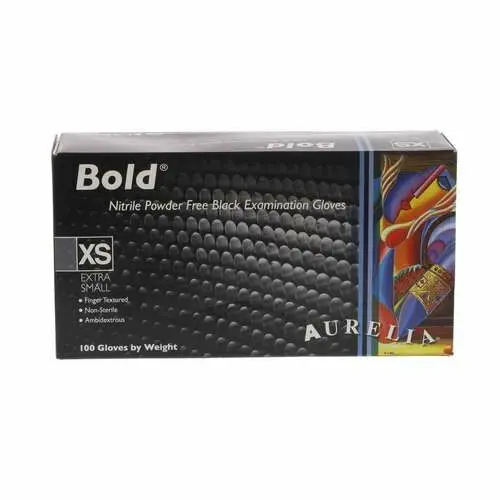 Aurelia® Bold™ Nitrile Exam Gloves, Powder Free, Non-Sterile, Extra Small, Black, 100/Box, 73995 - Aurelia® Bold™ Nitrile Exam Gloves – Powder Free, Black, 100/Pkg - Extra Small - Image 1