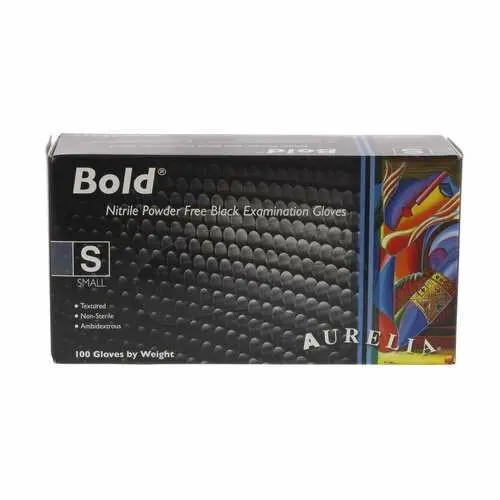 Aurelia® Bold™ Nitrile Exam Gloves, Powder Free, Non-Sterile, Black, Small, 100/Box, 73996 - Aurelia® Bold™ Nitrile Exam Gloves – Powder Free, Black, 100/Pkg - Small - Image 1