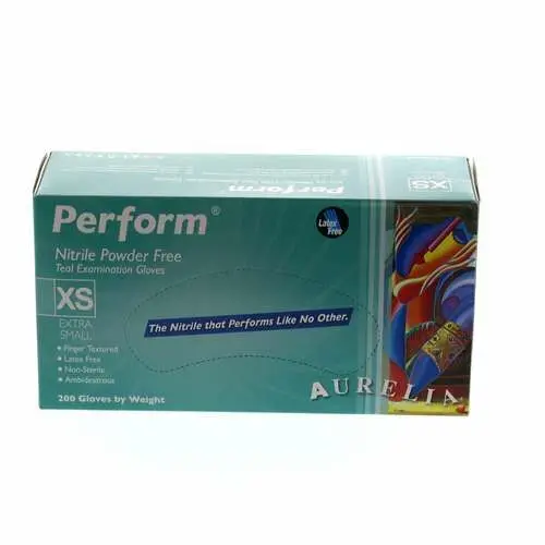 Aurelia® Perform™ Nitrile Exam Gloves, Powder Free, Non-Sterile, Extra Small, Teal, 200/Box, 92395 - Aurelia® Perform™ Nitrile Exam Gloves – Powder Free, Teal, 200/Box - Extra Small - Image 1