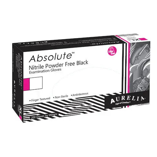 Aurelia Absolute Nitrile Exam Gloves, Powder Free, Non-Sterile, Black, Extra Small, 200/Box, 98995 - Aurelia® Absolute Nitrile Exam Gloves – Powder Free, 200/Pkg  - Extra Small - Image 1