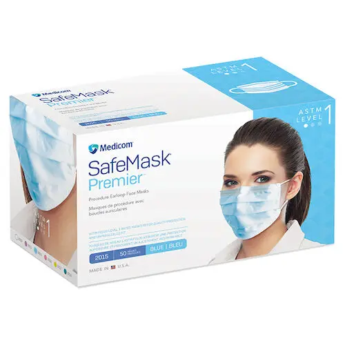 SafeMask Premier Procedure Face Mask, ASTM Level 1, Blue, Ear Loop, 50/Box, 2015 thumbnail 13