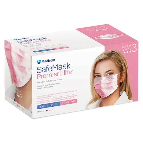 SafeMask Premier Elite ASTM Level 3 Procedure Face Mask, Earloop, Pink, 50/Box, 2046 thumbnail 17