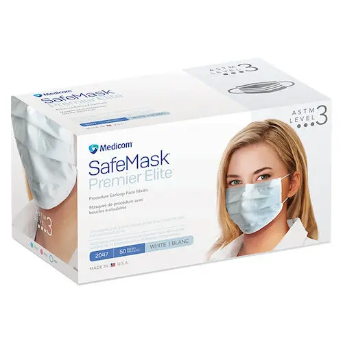 SafeMask Premier Elite Procedure Face Mask, ASTM Level 3, Earloop, White, 50/Box, 2047 thumbnail 17