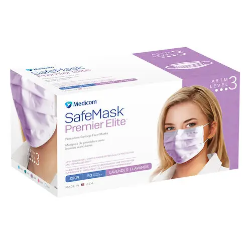 SafeMask Premier Elite Procedure Face Mask, ASTM Level 3, Earloop, Lavender, 50/Box, 2044 thumbnail 13