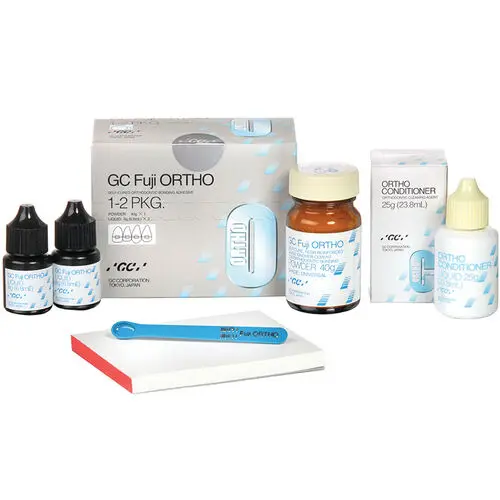 GC Fuji Ortho Self-Cure Resin-Reinforced Glass Ionomer Orthodontic Cement, Standard Kit (40g Powder, 2 x 6.7mL Liquid, Scoop, Mixing Pad), 439503 thumbnail 8