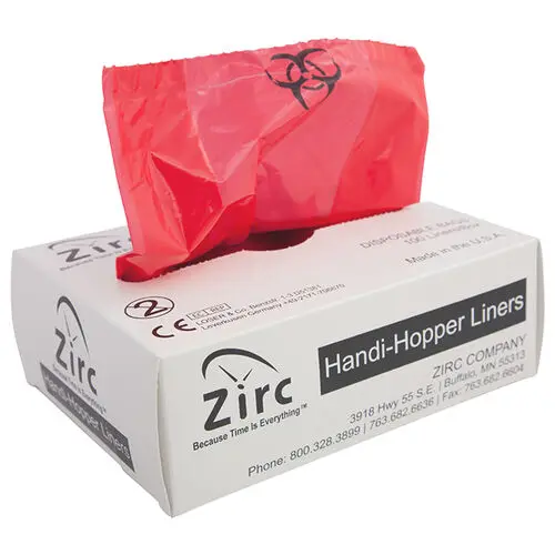 Zirc Dental Handi-Hopper Liners, Red Biohazard, 6.5" x 10.5", 100/Box, 20Z405 thumbnail 4