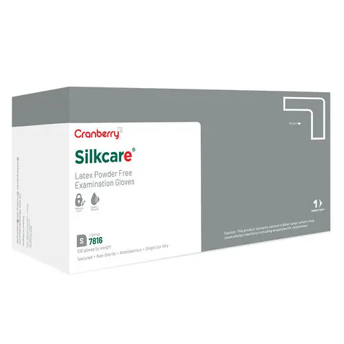 Cranberry Silkcare Latex Powder-Free Examination Gloves, Small, Micro-Web Textured, Non-Sterile, 100/Box, 7816 thumbnail 6