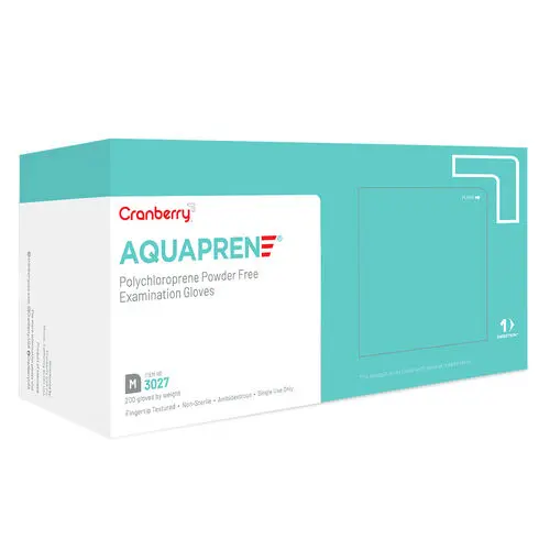 Cranberry AquaPrene Chloroprene Exam Gloves, Powder-Free, Non-Sterile, Medium, Aqua Blue, 200/Box, CR3027 thumbnail 5