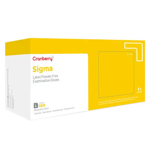 Cranberry Sigma Latex Powder-Free Examination Gloves, Large, Textured, Non-Sterile, 100/Box, 5818 thumbnail 3