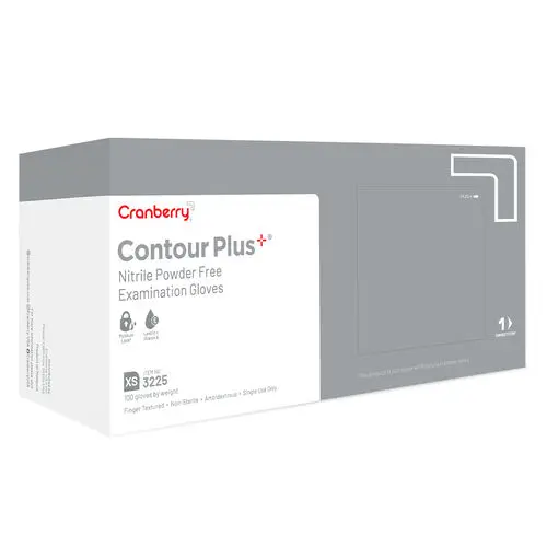 Cranberry Contour Plus Nitrile Examination Gloves, Powder-Free, Non-Sterile, Extra Small, Micro-Textured, Pro-White, 100/Box, 3225 thumbnail 3