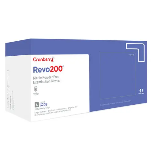 Cranberry RevoSoft R200 Nitrile Examination Gloves, Powder Free, Small, Blue, 200/Box, 3206 thumbnail 2