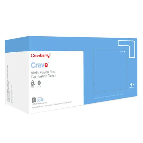 Cranberry Crave Nitrile Exam Gloves, Powder Free, Non-Sterile, Large, Ice Blue, 200/Box, CR3558 thumbnail 10