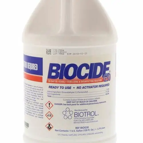 Biotrol Biocide G30 2.65% Acidic Glutaraldehyde Sterilant and Disinfectant, Lemon-Fresh Scent, 1 Gallon Bottle - Biocide G30 Glutaraldehyde Gallon - Image 1