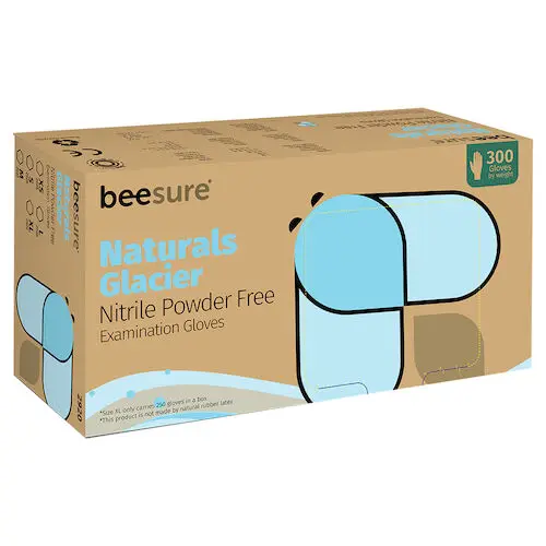 BeeSure Naturals Glacier Nitrile Exam Gloves, Powder Free, Non-Sterile, Large, Glacier Blue, 300/Box, BE2928 thumbnail 11
